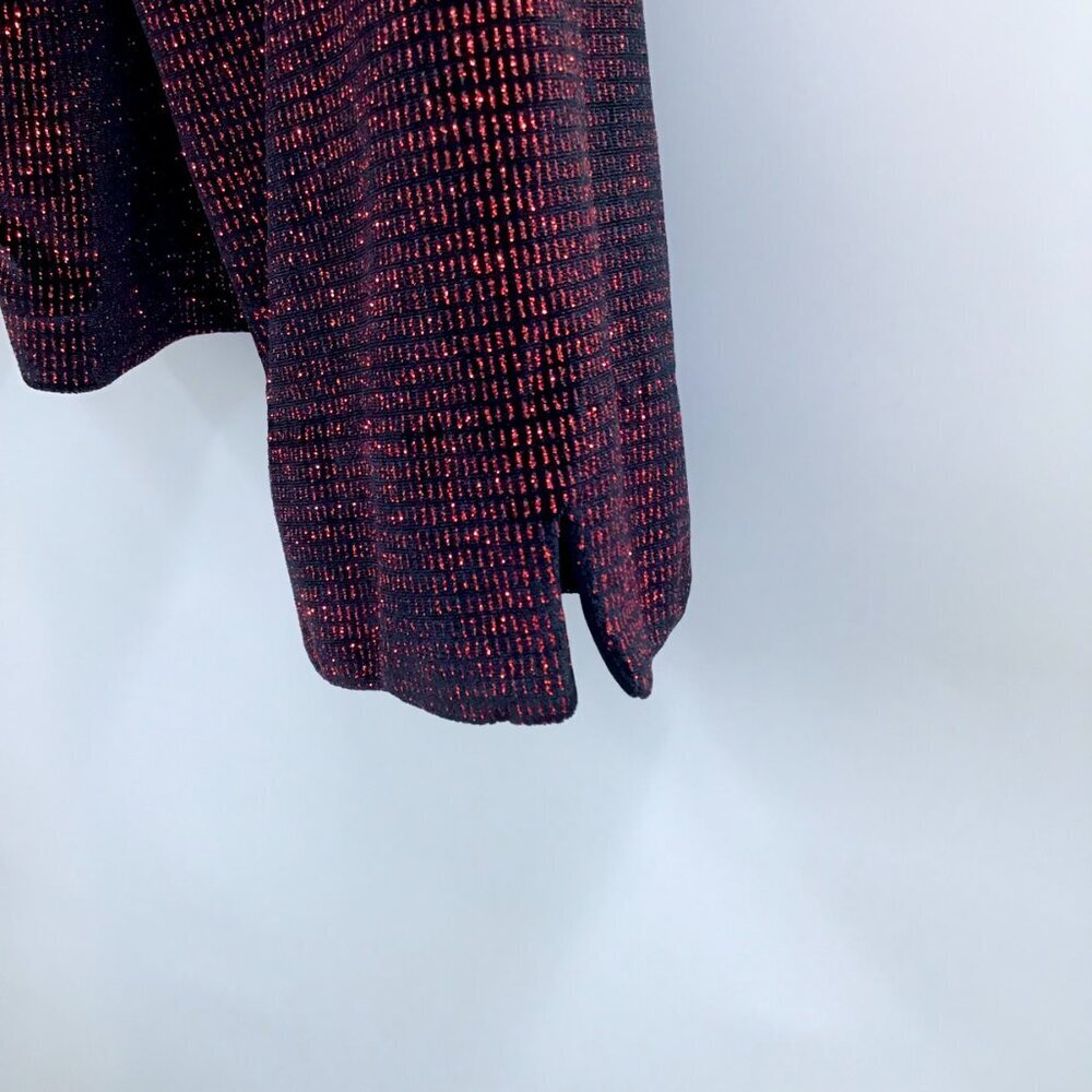 Dressbarn Women's 22W Bolero Cropped Jacket Red Black Metallic Glam Christmas - Picture 9 of 11
